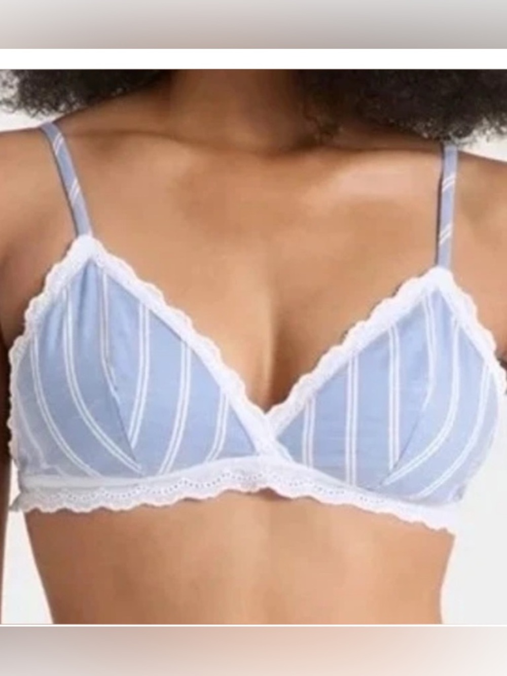 Auden Women's Blue Striped Triange Bralette Size L